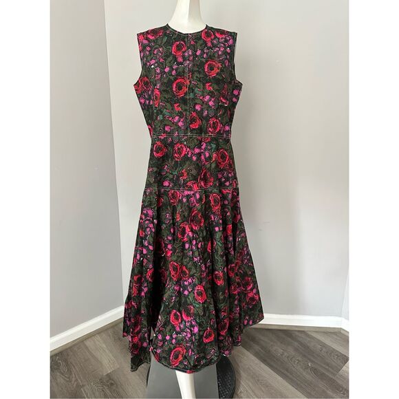 NWT Marni Sleeveless Floral Poplin Starlight A-Line Dress Size US 8 $1390 - Picture 4 of 11